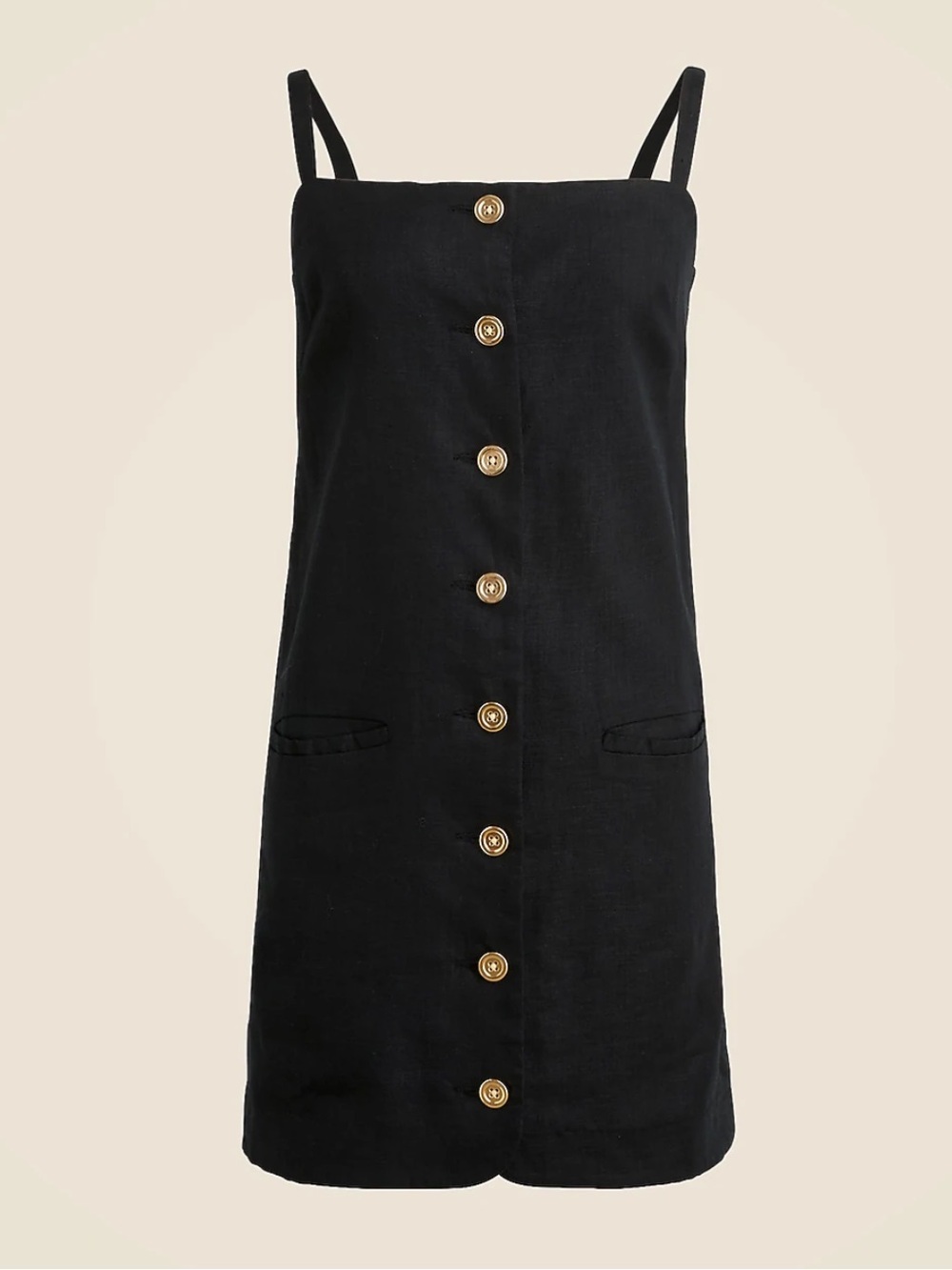 J. Crew Claudia Black 100% Linen Button-Front Mini Dress